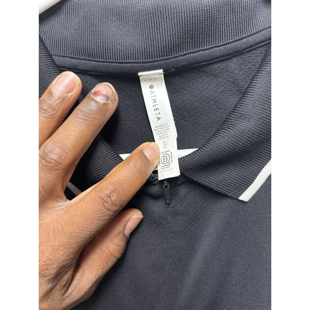 Athleta Women's XL Tank Top Black  Momentum Seamless Polo Racerback 1/4 Zip Gym - Picture 3 of 6